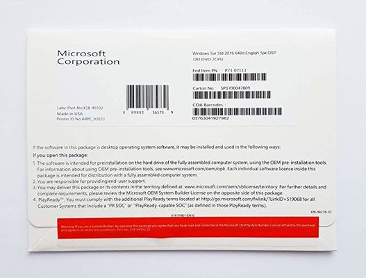 Microsoft Windows Server Standard 2016 Oem Package 64 Bits DVD Online Activation